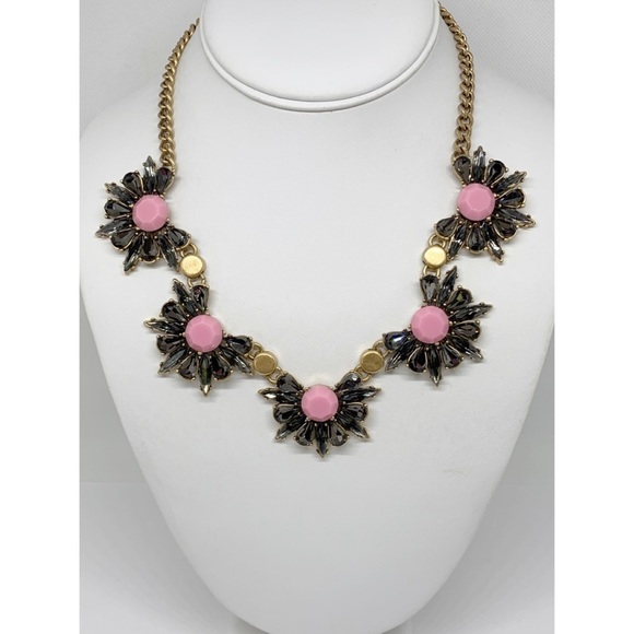 J. Crew Jewelry - J. Crew Pink & Gray Jeweled Gold Necklace